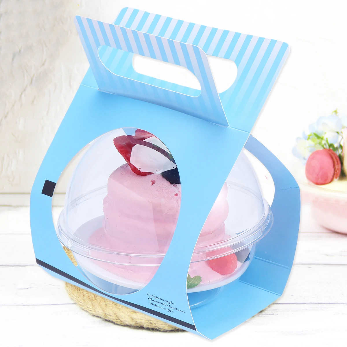 

10Pcs Plastic Transparent Ball Shape Cake Container Lightweight Portable Mousse Cake Storage Box for Pastry Protector