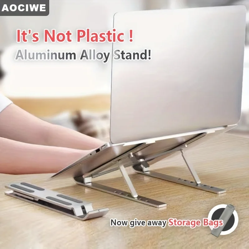 

Aluminum Alloy Laptop Stand - Adjustable, Portable, Folding & Storage Bracket - Universal Notebook Holder - For Office & Home Us