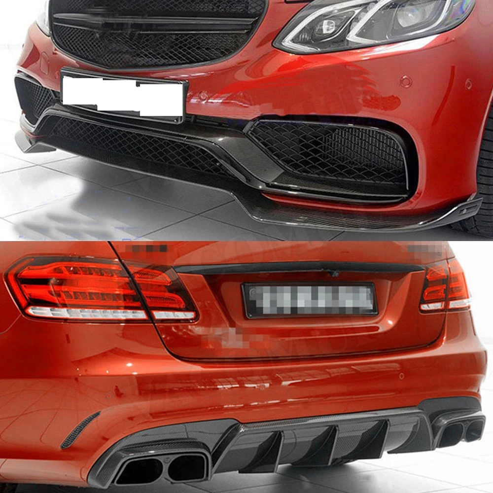 Carbon Fiber Front Bumper lip Rear Diffuser Spoiler Side Skirts for Benz E Class W212 E260 E300 E400 E63 For AMG 2014-2016 view 3