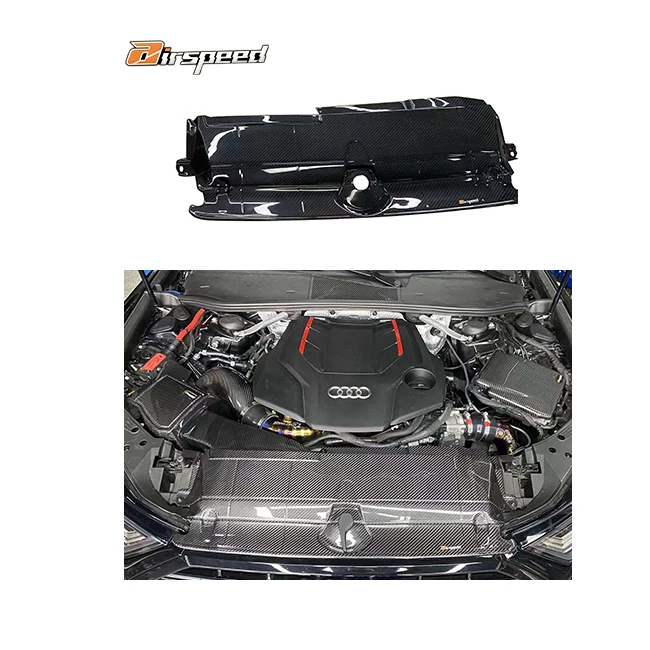 3K Twill Carbon Weave in Glossy Finish Dry Carbon Fiber Engine Water Tank Cover for AUDI A6/A7/S6/S7 C8 2.0T 3.0T