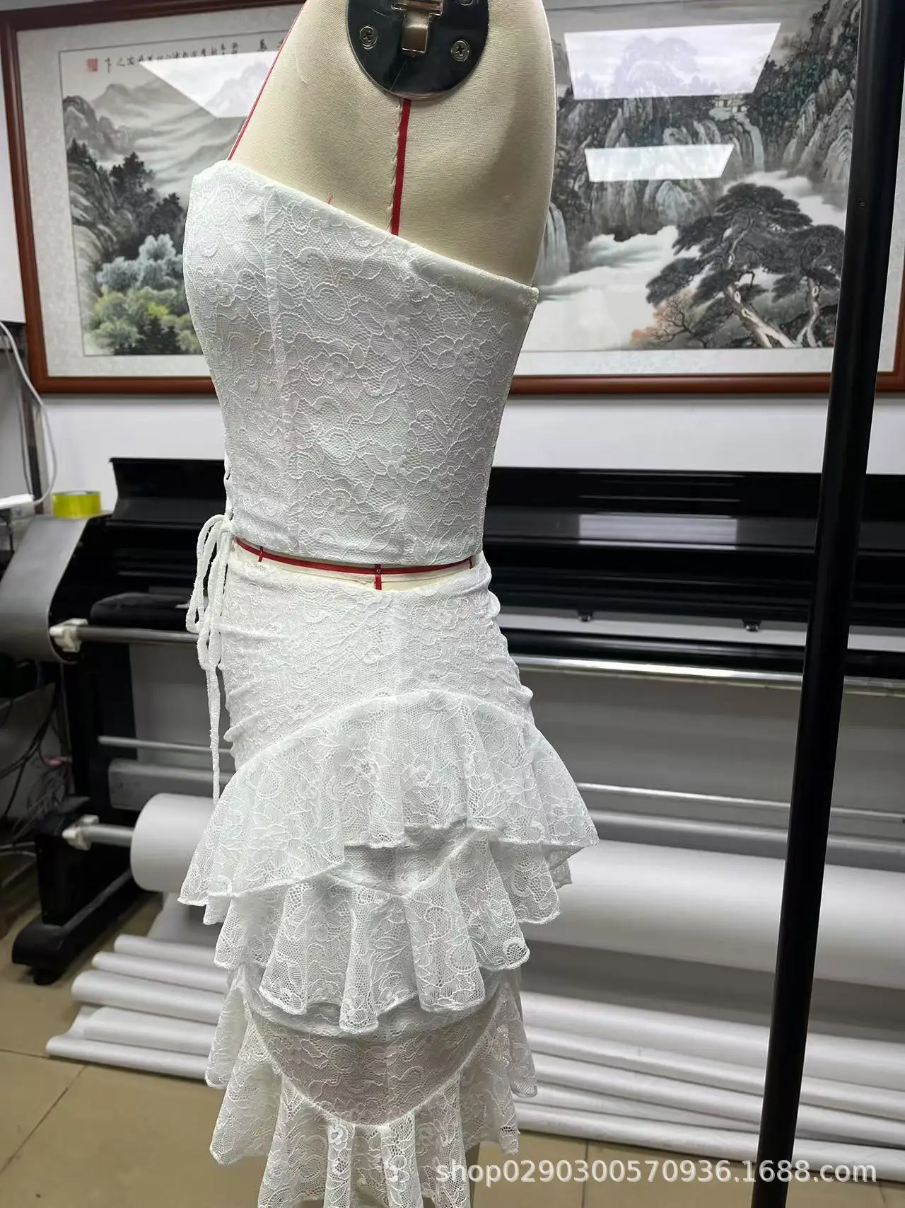 Vestido de noche de encaje blanco, conjunto de 2 piezas, Top con corsé Sexy sin tirantes + Falda corta, vestido Formal de fiesta de graduación ajustado para cumpleaños