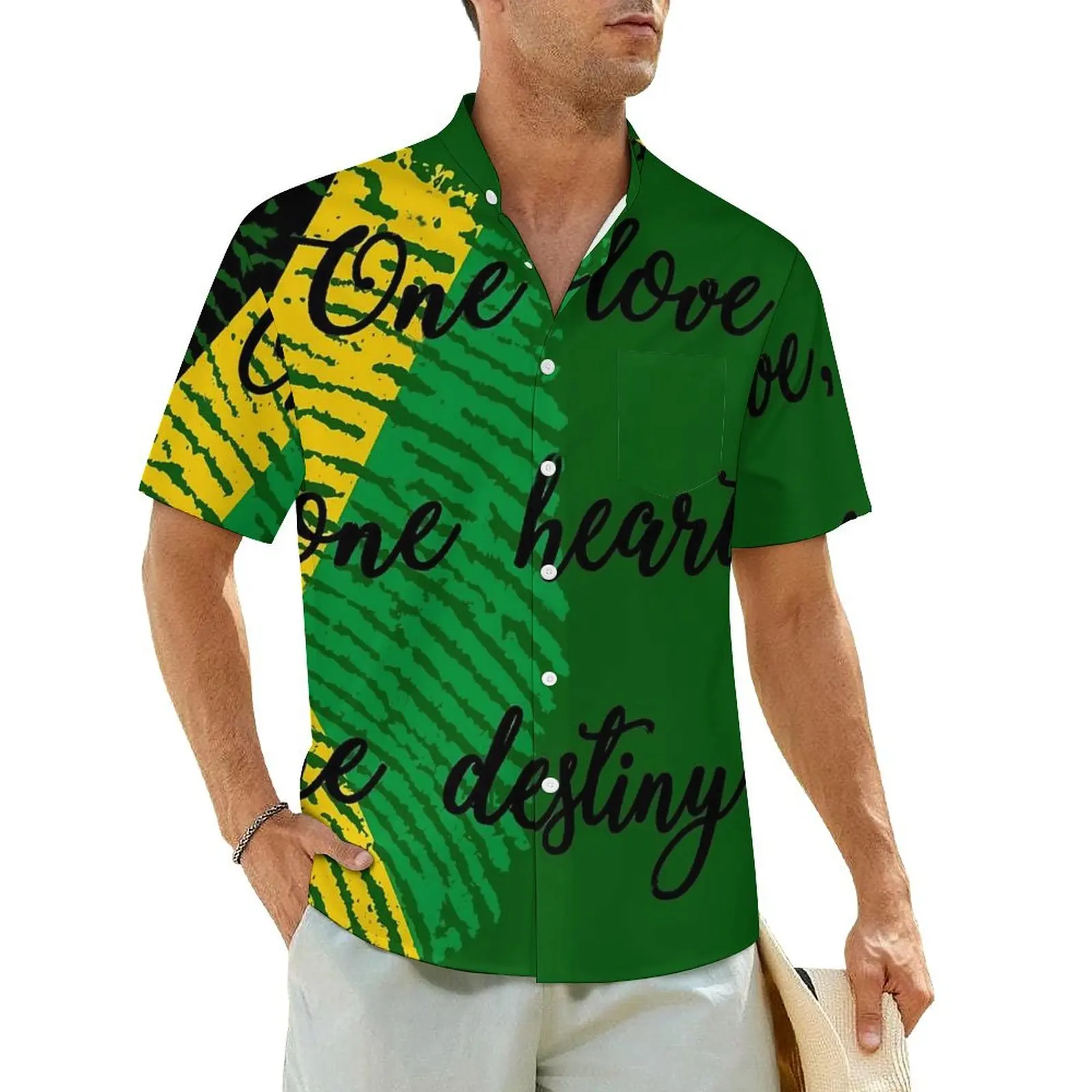 

Jamaica Flag Vacation Shirt One Love Hawaiian Casual Shirts Man Loose Blouses Short Sleeve Y2K Street Design Clothing