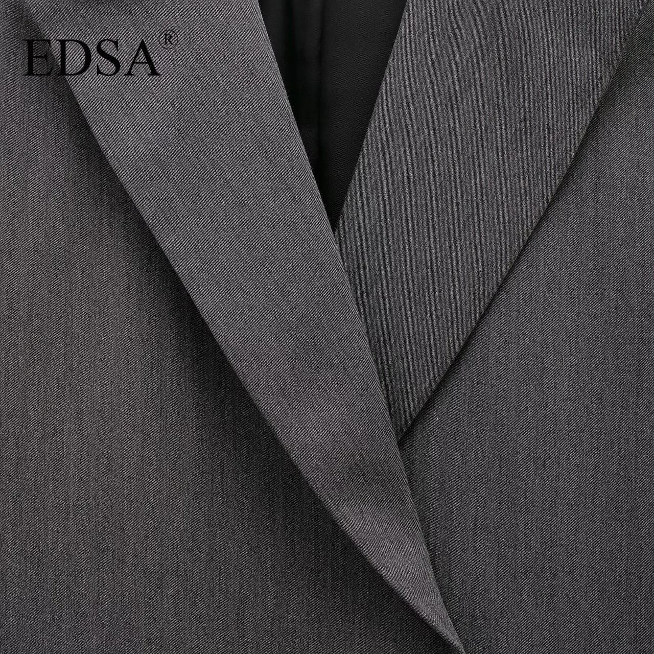 EDSA Women Formal Blazer Long Sleeve Two Buttons Double Breasted Office Lady Suit Jacket Female Loose Coat Y2K Tops