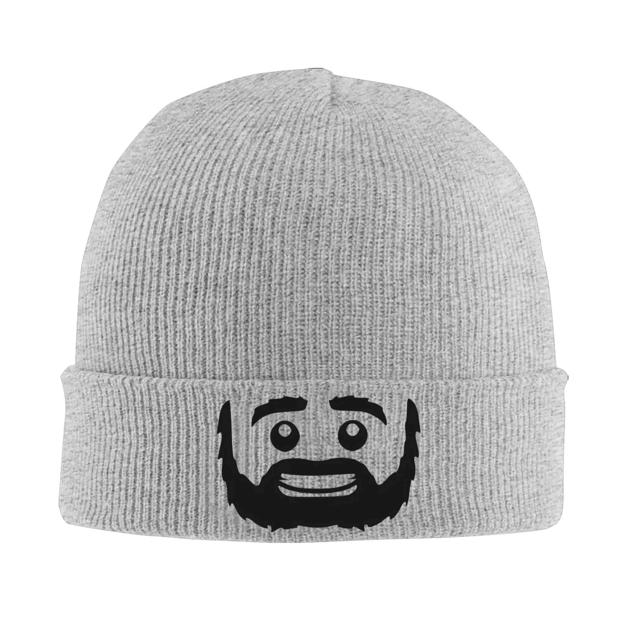 Brick Face   Shaggy Beard and Bushy face Knitting Hat Caps Men Women Unisex Kpop Beanie Hats Winter Pattern Warm Bonnet Hats