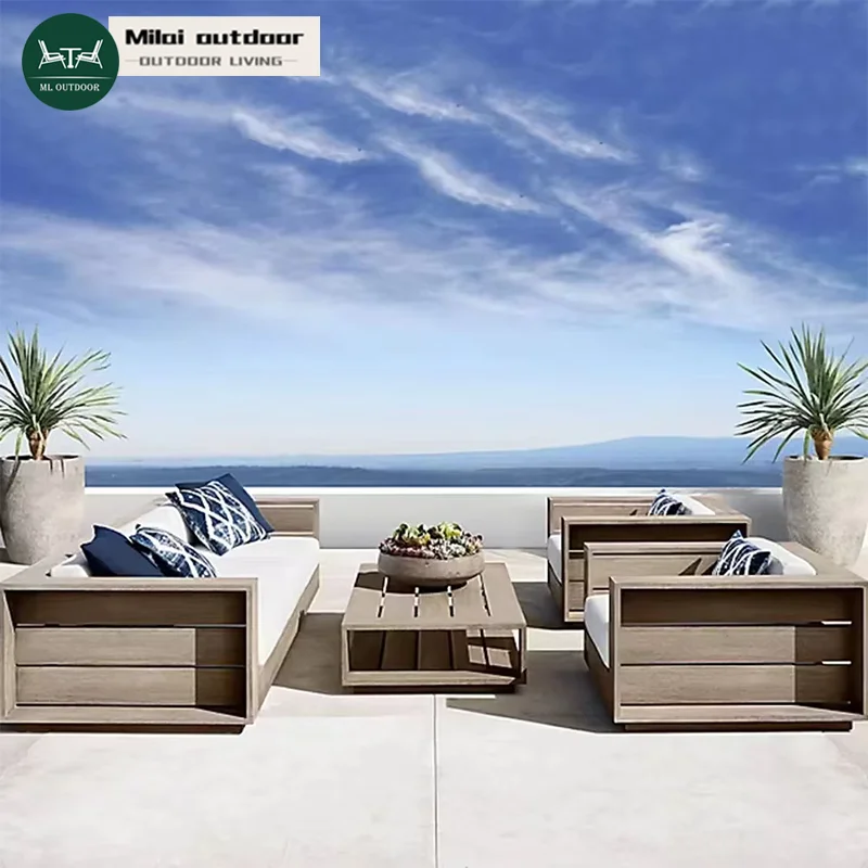 

Factory Hot Selling Outdoor Hotel Garden Terrace Seat Villa Courtyard High-end Teak Sofa Set