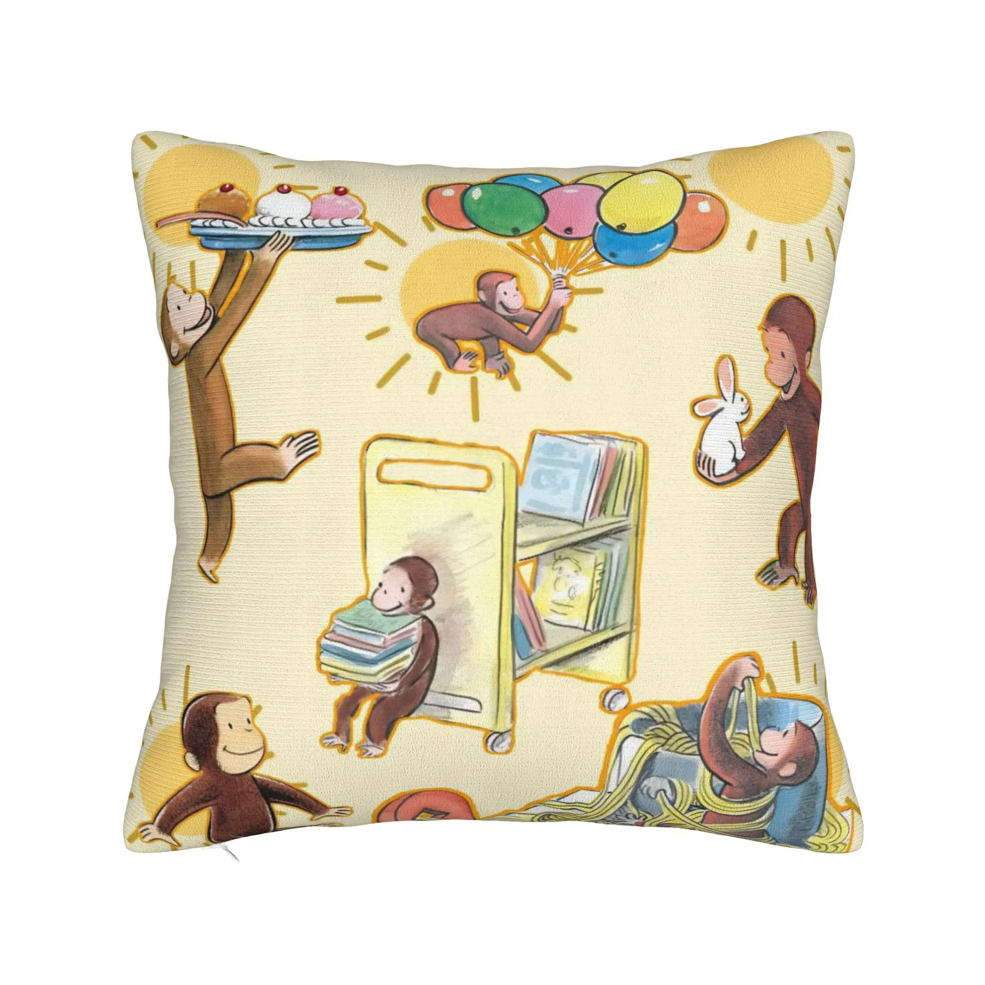 Decorative Pillow Covers Curious George African Monkey  Merch Home  Throw Pillow Case Cover Zippered Multi Size