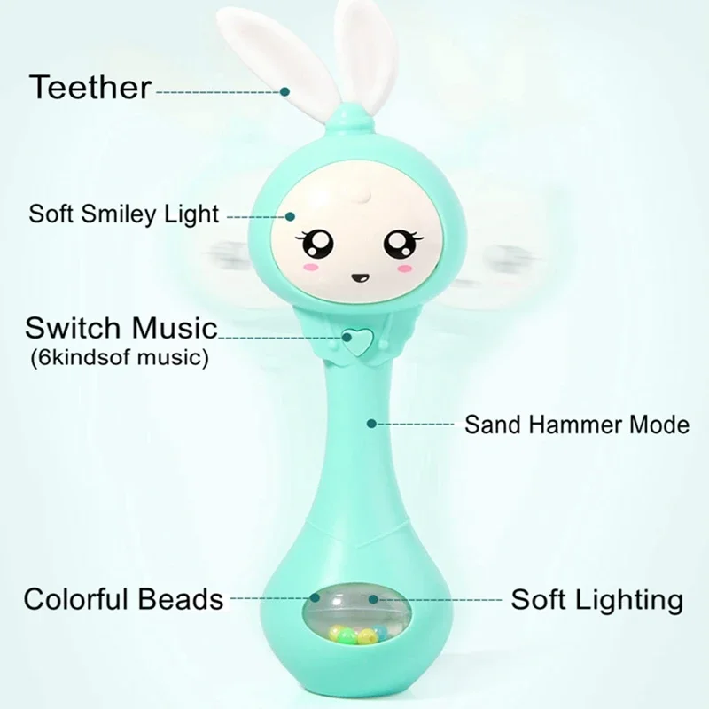 Musica e lucentezza Sonaglio Giocattoli Coniglio Sonagli intelligenti Smart Bunny Smarty Media Smart Shake Giocattoli educativi precoci