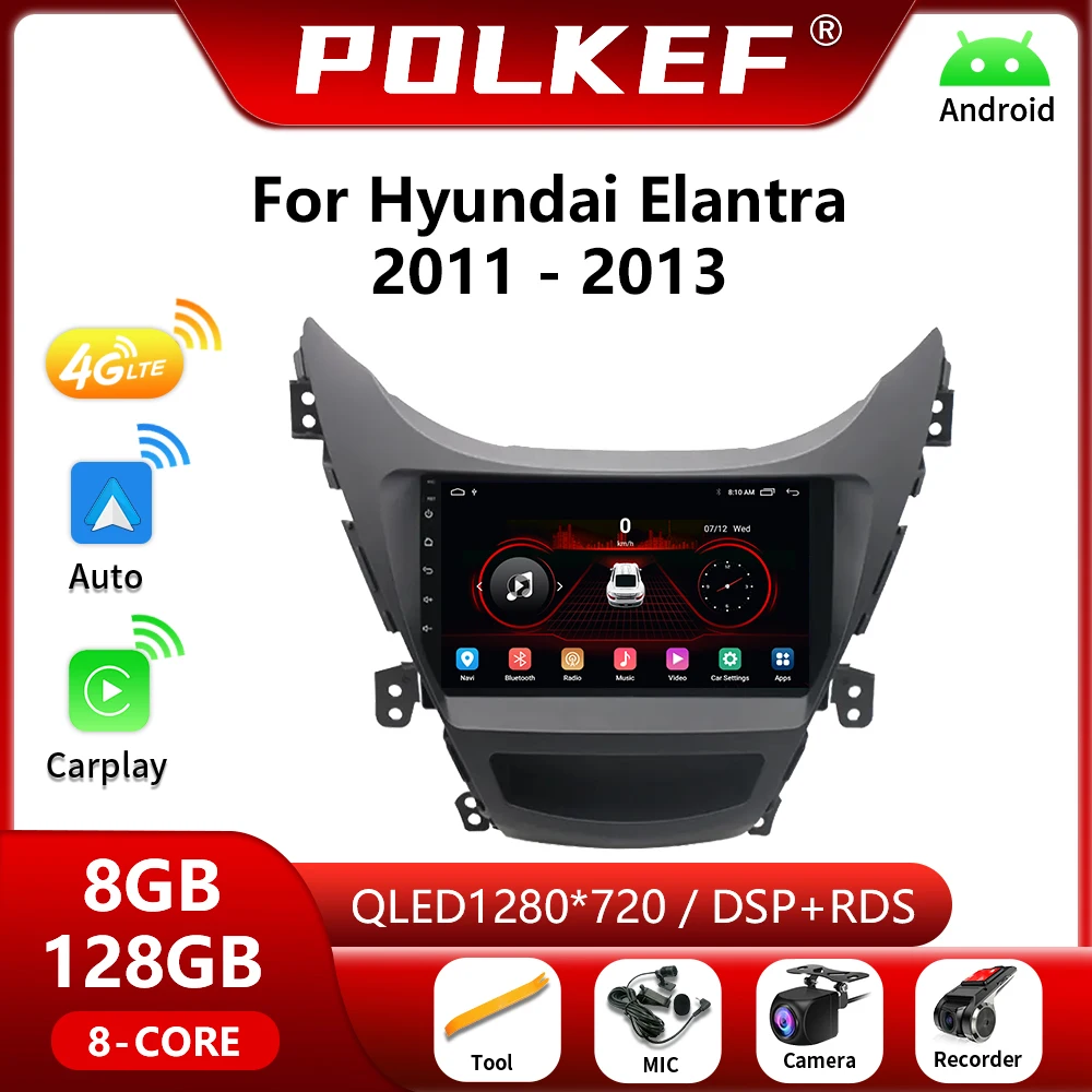 Android 13 Au For Hyundai Elantra Avante I35 2011 2012 2013 2014 2015 2016 Car Radio Multimedia Player 2Din Navi GPS 4G CarPlay