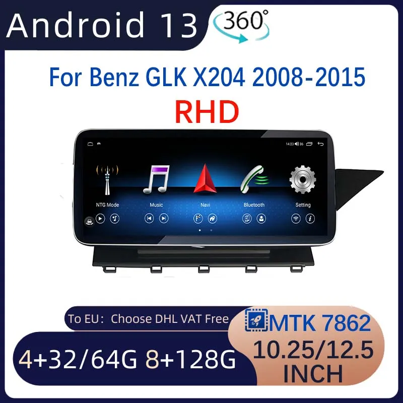 

Android13 GPS Navigation For Mercedes Benz GLK X204 2008-2015 Multimedia Video Radio Player WIFI MTK7862 8Core 12.5" 128G 10.25"