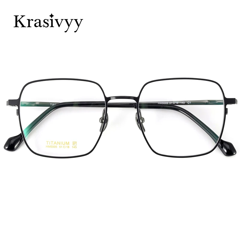 Krasivyy Pure Titanium Glasses Frame Men Retro Square Prescription Eyeglasses Women Ultralight New Korean Brand Optical Eyewear