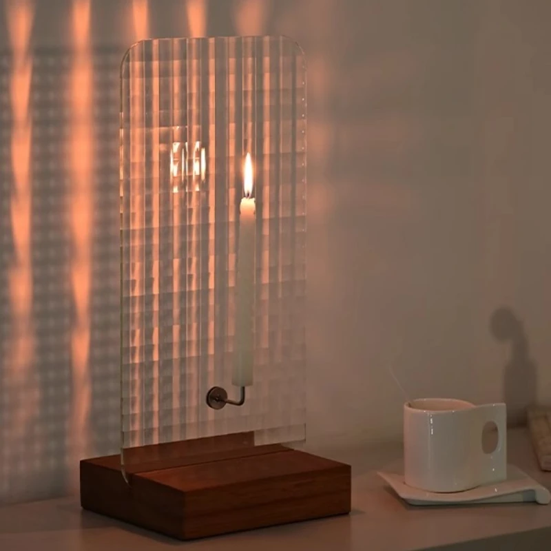 

Подсвечник в средневековом стиле с теневым эффектом, стеклянным основанием, высококачественный, из массива дерева, для ароматерапии, декоративный элемент.