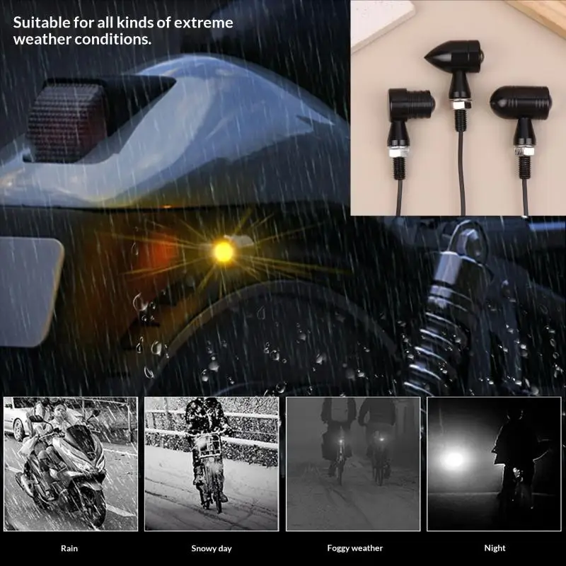 1Pair Motorcycle Turn Signals Mini LED Bullet Flasher Light Indicator Blinker Lights Lamp 12V 8mm For XL883