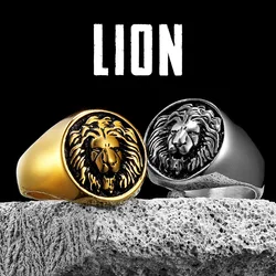 Luxury Lion King Animal Men Rings Stainless Steel Women Jewelry Vintage Punk Rock Cool Stuff Fashion Accessories Gift Wholesale