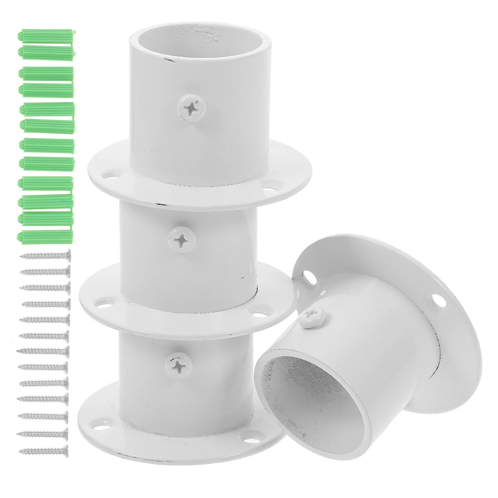 

4Pcs Closet Rod End Supports Stainless Steel Curtain Rod Brackets for Bathroom Wardrobe Heavy Duty Flange Holder Rust Resistant