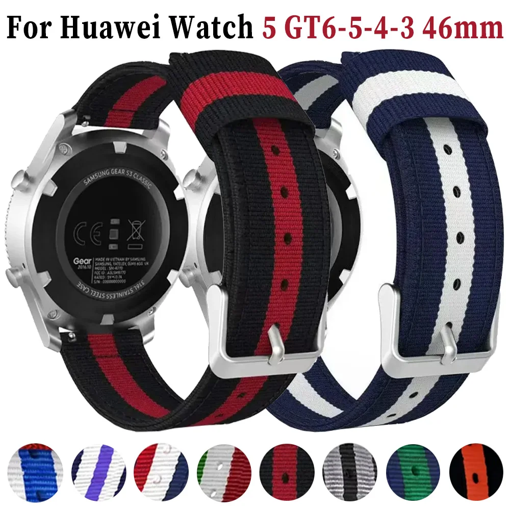 

Нейлоновый ремешок 22 мм для Huawei Watch 5 GT6-5-4-3 GT6-5-3 Pro 46 мм, модный легкий браслет-браслет Garmin Venu 4 45 мм Correa