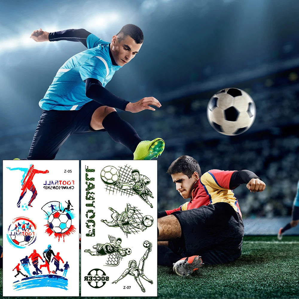 Football Tattoos for Kids Soccer Ball Temporary Tattoo Sticker Waterproof Tattoo Football Birthday Party Body Art Arm Fake Tatoo