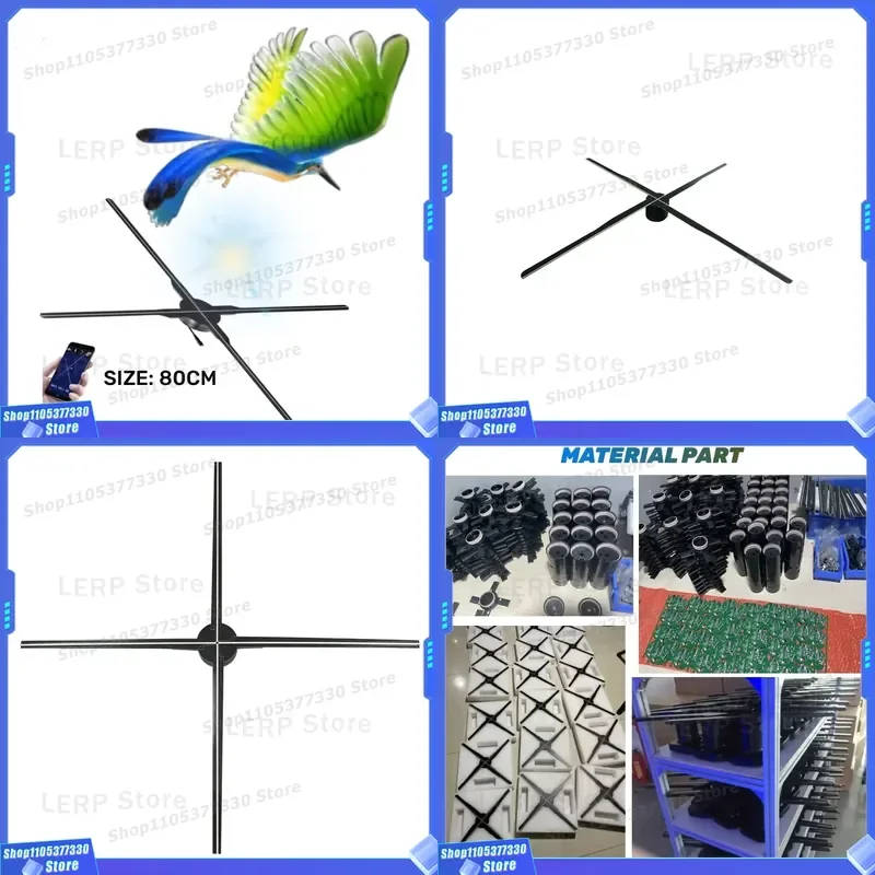 80cm 3D Holographic Fan LED Display Advertising Projector High Resolution Wifi Light Emitting Diode Hologram Machine for Shop