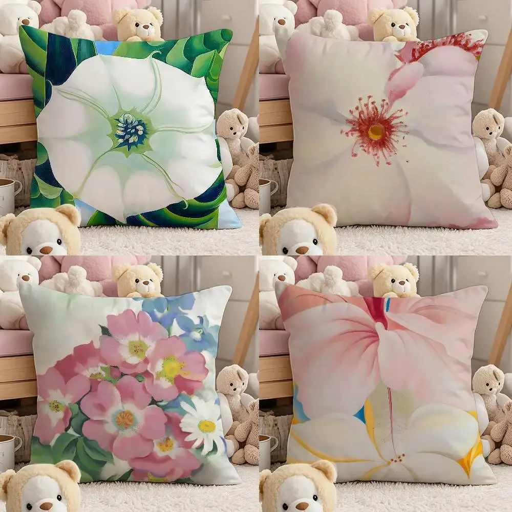 

G-Georgia O'Keeffe art Anime Pillow Case Comfort Sofa Bed Silky elegant Invisible zipper Custom Decorative cushion cover