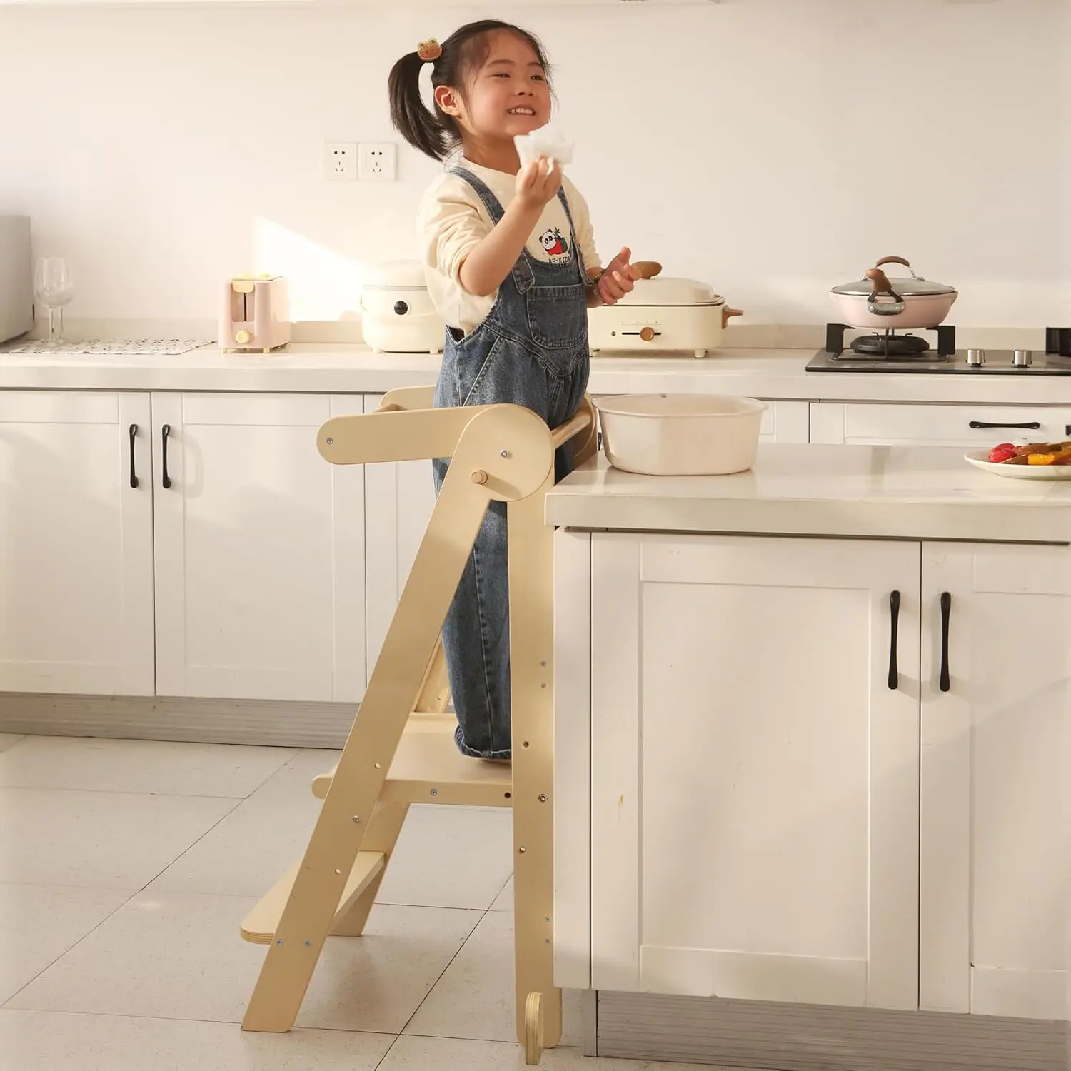 Toddler Tower 95% Kitchen Stool Helper Folding Step Stool for Kids Montessori Toddler Standing Tower with