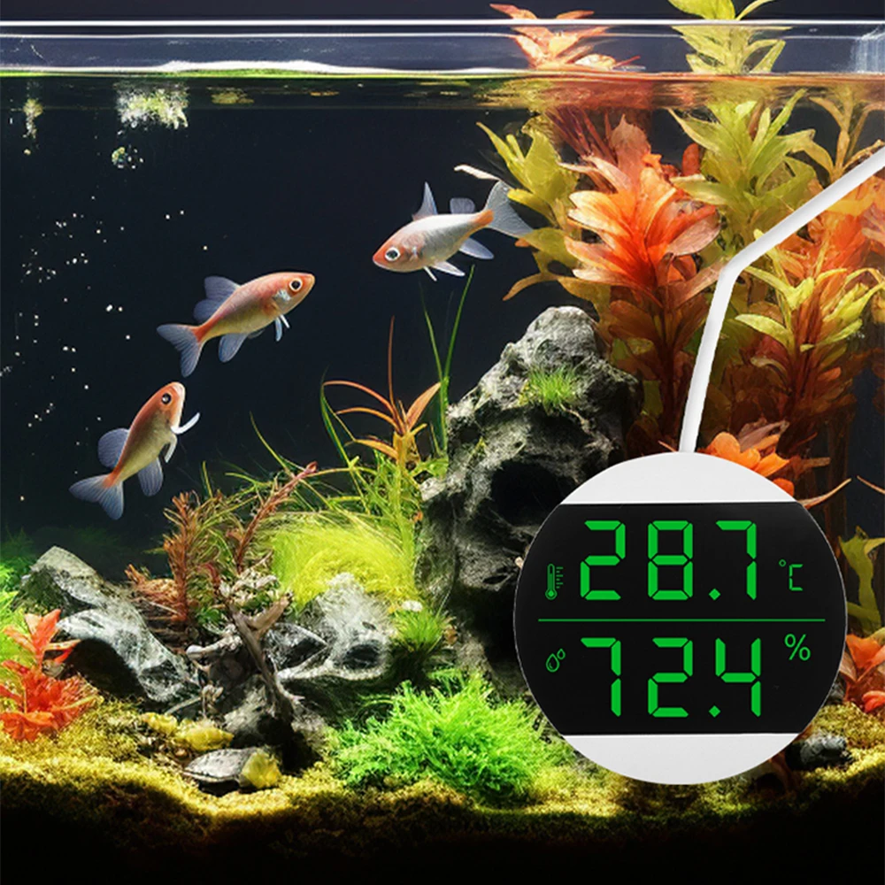 เครื่องวัดอุณหภูมิตู้ปลาแบบมีกาวในตัวมาตรวัดความชื้นแบบดิจิตอล LCD เครื่องวัดอุณหภูมิตู้ปลาขนาดเล็กเครื่องวัดอุณหภูมิหน้าจอขนาดใหญ่