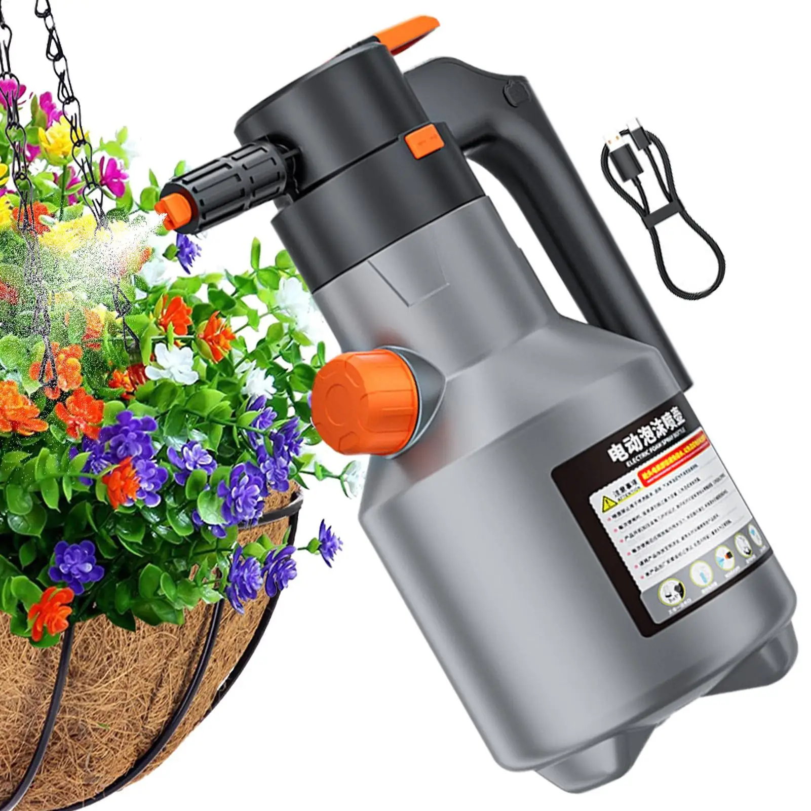 

2L Rechargeable Long Handle Handheld Foaming Pump Sprayer Battery Powered Electric Foaming Sprayer Pump Foam Sprayer