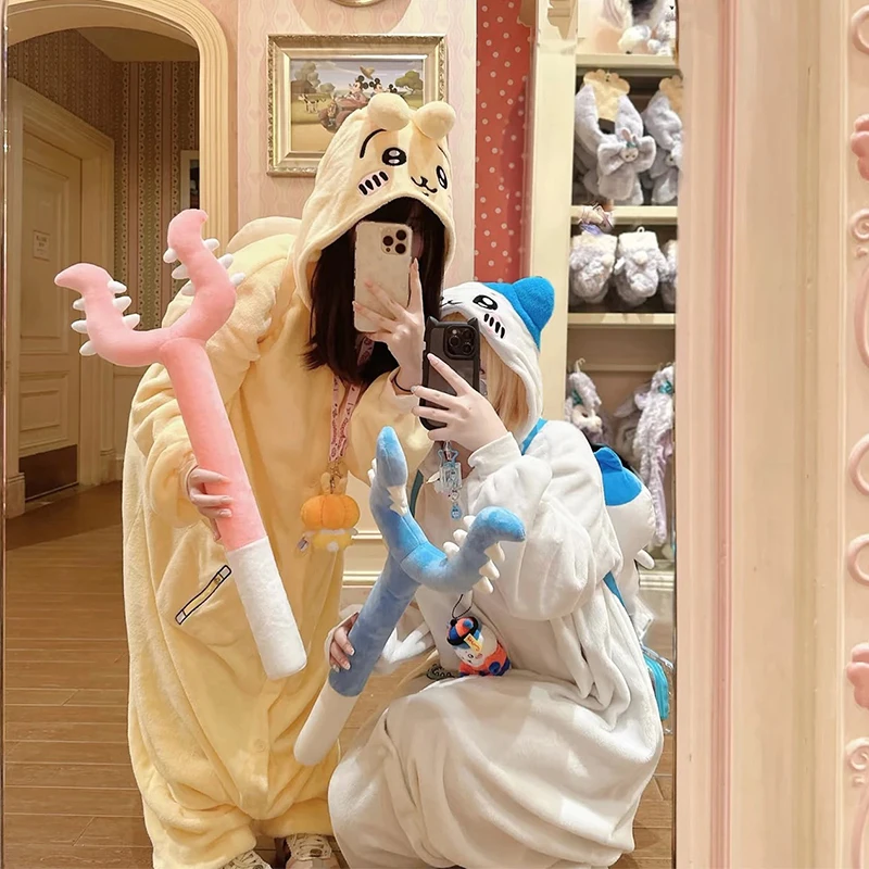 Y2K Kawaii Chiikawa المرجان المخملية مقنعين منامة الفتيات Hachiware Usagi المرأة المخملية ملابس المنزل الخريف الشتاء الدافئة لطيف هدية #4