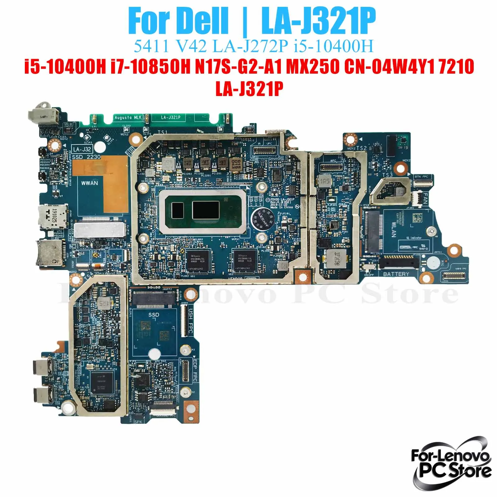 

LA-J321P For DELL Latitude Latitude 7210 LA-J321P Mainboard i3 i5 i7 CPU 100% Tested Laptop Mainboard