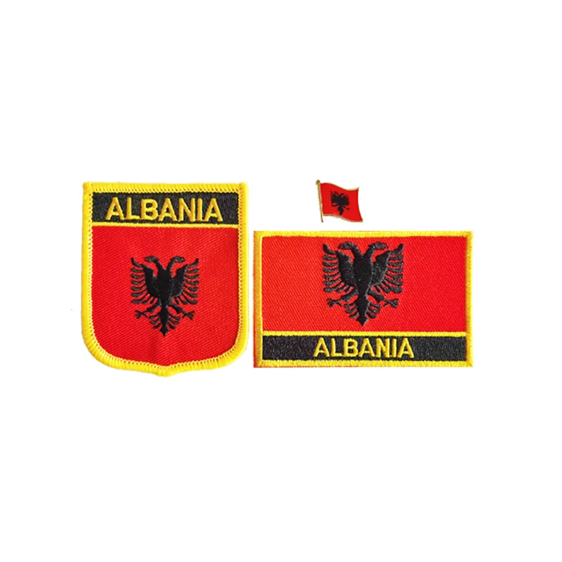 Albania flaga narodowa łaty do haftu odznaka tarcza i kwadratowe szpilki jeden zestaw na tkaninie opaska dekoracja plecaka