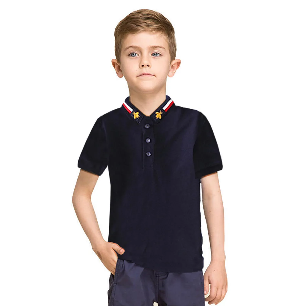 

Boys Summer T-shirt Teenager Tops Solid Short Sleeve Children Clothing Cotton butterfly decoration Fashion Kids Tee Girl T-shirt