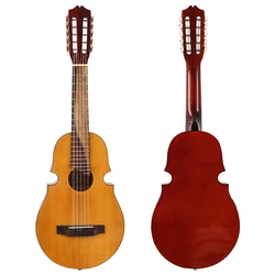 10 String Acoustic Guitar 34inch Travel Guitar Natural High Gloss without EQ for Beginner