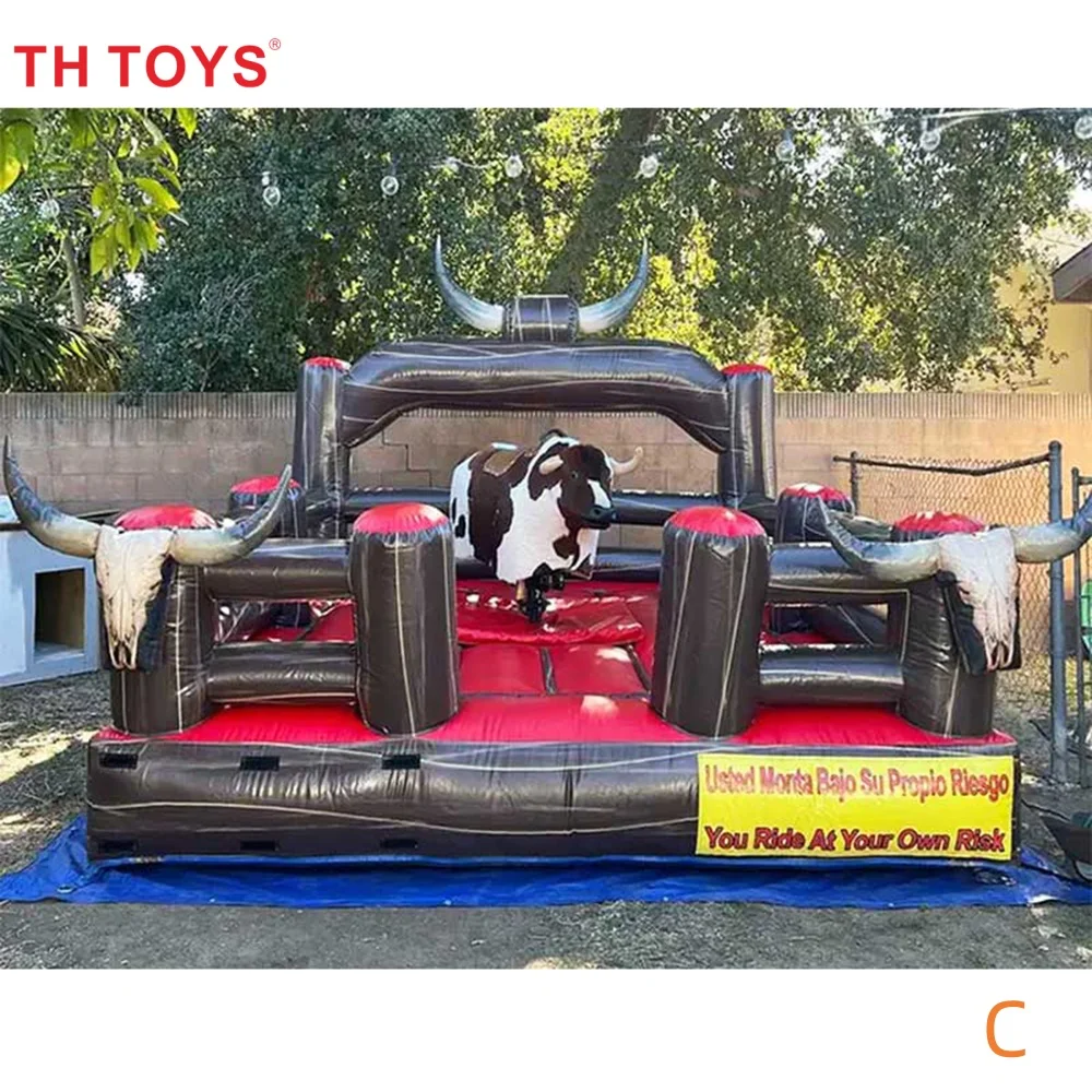 Jeux d'équitation de taureau mécanique de rodéo gonflable pour enfants et adultes, équipement de Machine de football à vendre