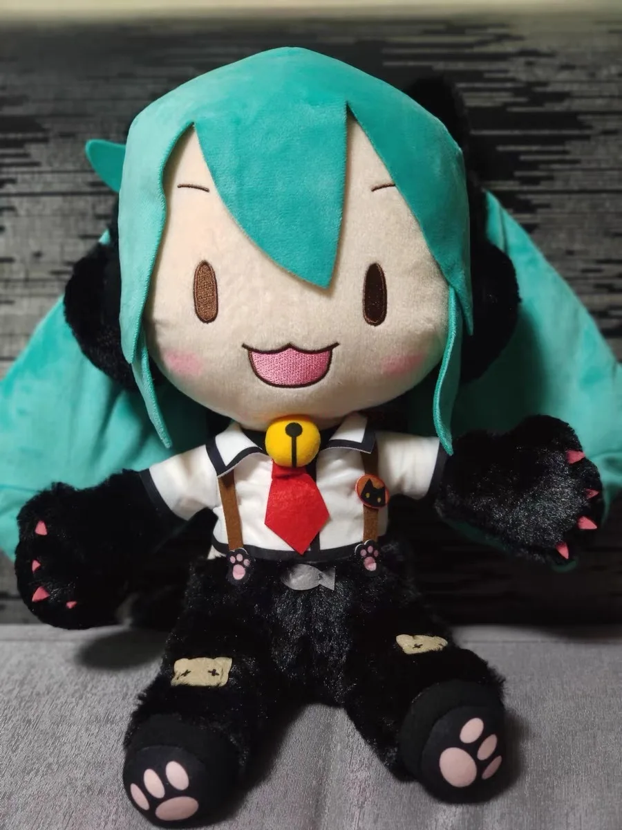 Hatsune Miku Meow آذان القط Fufu دمية قطيفة ، لعبة شخصية حركة أنيمي أصلية ، مجموعة موديل هدية ، هدايا هواية ، متوفرة بالمخزون