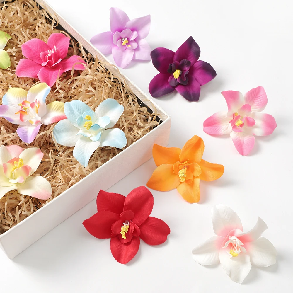 10/20 Stück künstliche Orchideenköpfe, künstliche Blumen, die für Frauen und Mädchen als Haarnadel, DIY, Braut, Hochzeit, Dekoration, Kranz, Zubehör verwendet werden können – Detail 5