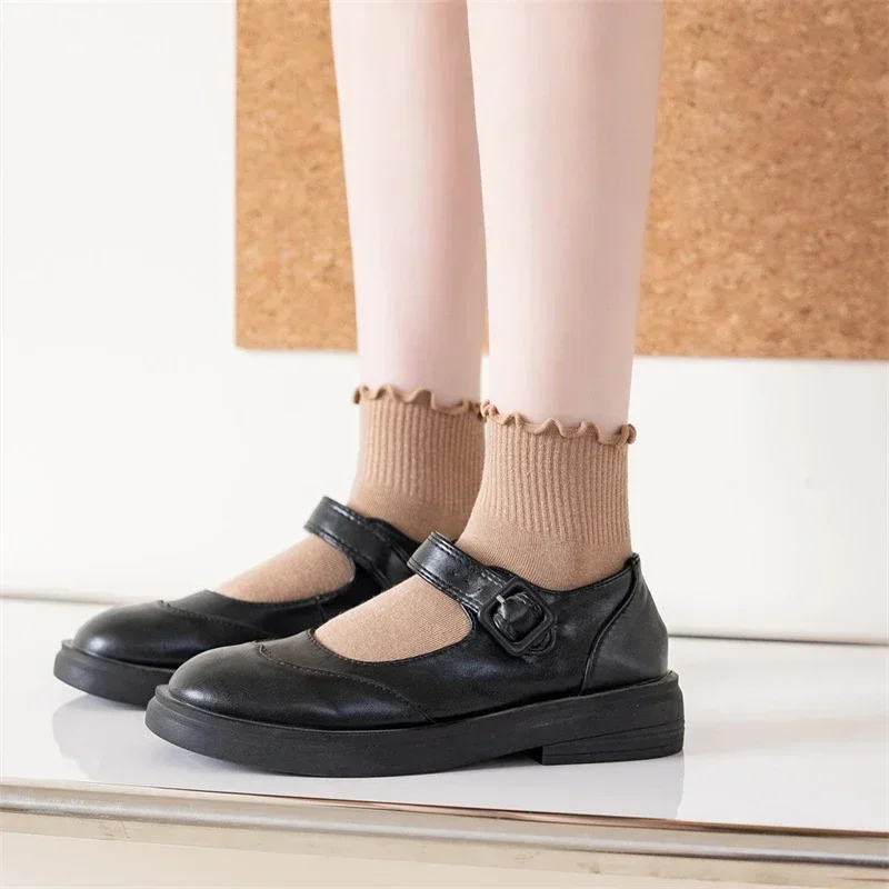 Cute Socks For Women New Spring Summer Japanese Style Breathable Girls Short Socks Kawaii Solid Socks Frilly Ruffle Socks Casual
