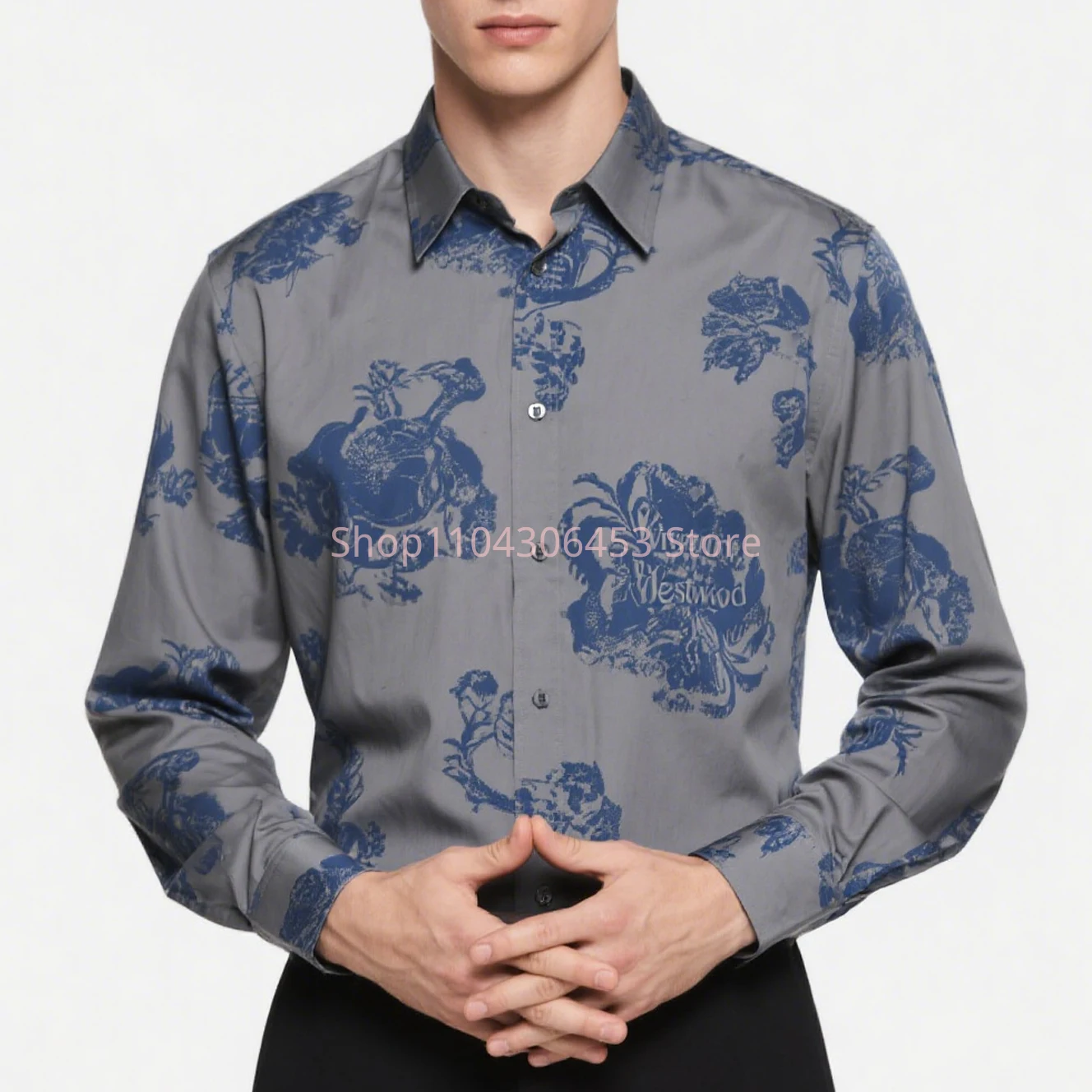 New Men's Retro French Court Pattern 3D Printed Shirt High-end Lapel Long Sleeve Casual Business Fashion Party Shirt Outdoor Top