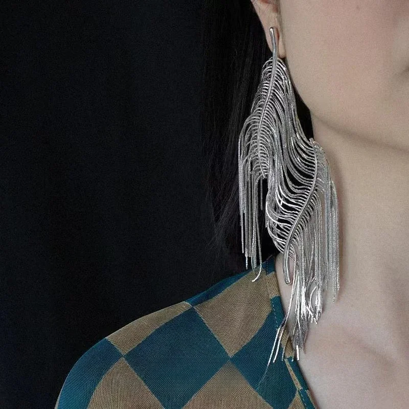 

S925 Long Fringed Earrings Original Designer High-end Silver Earrings