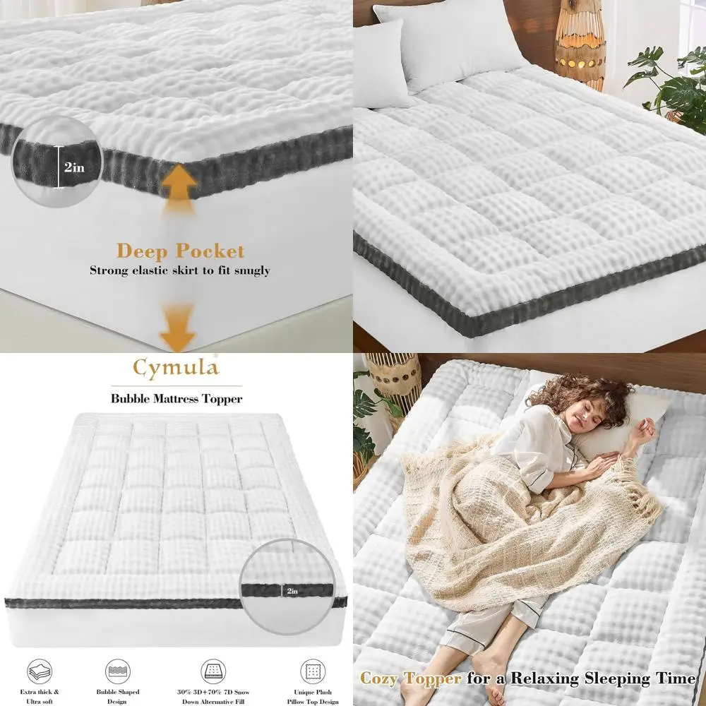 

Флисовый наматрасник с пузырьками и подушкой, плюшевый искусственный мех, карман 8–21, белый