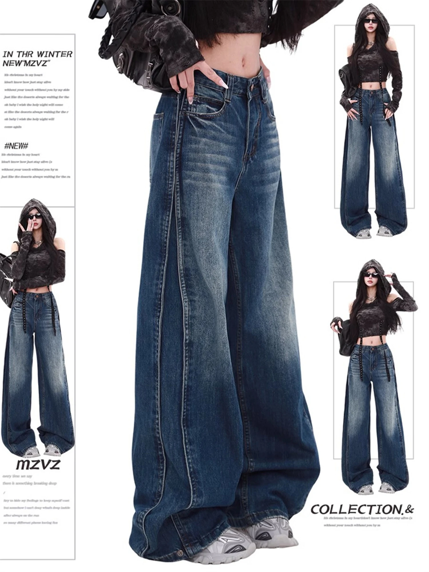 

Women Blue Y2k Baggy Mom Jeans Harajuku Japanese 2000s Style Denim Trousers 90s Vintage Oversize Wide Jeans Pants Clothes 2025