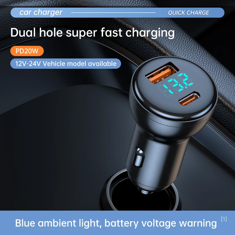 Phone Charge USB C Car Charger Adapter Quick Charge PD20W For Iphone Huawei Xiaomi Samsung Fast Charging  Mini Charger