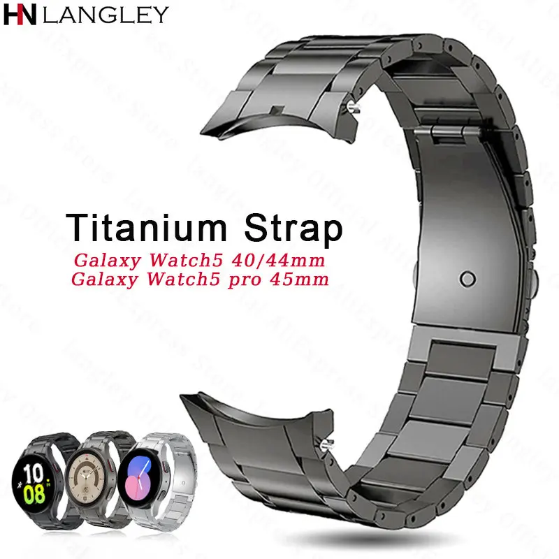 No Gaps Titanium Watch Band for Samsung Galaxy Watch 5/4 40/44mm Metal Strap for Galaxy Watch 5 Pro 45mm/4 Classic 46 42mm Band