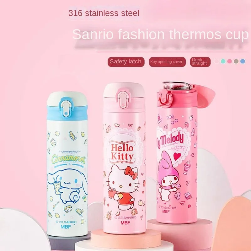 Sanrio Cartoon CinnamoroII Pochacco My melody Hello kitty Hangyodon Animation Children Student Thermos Cup Cute Outdoor New