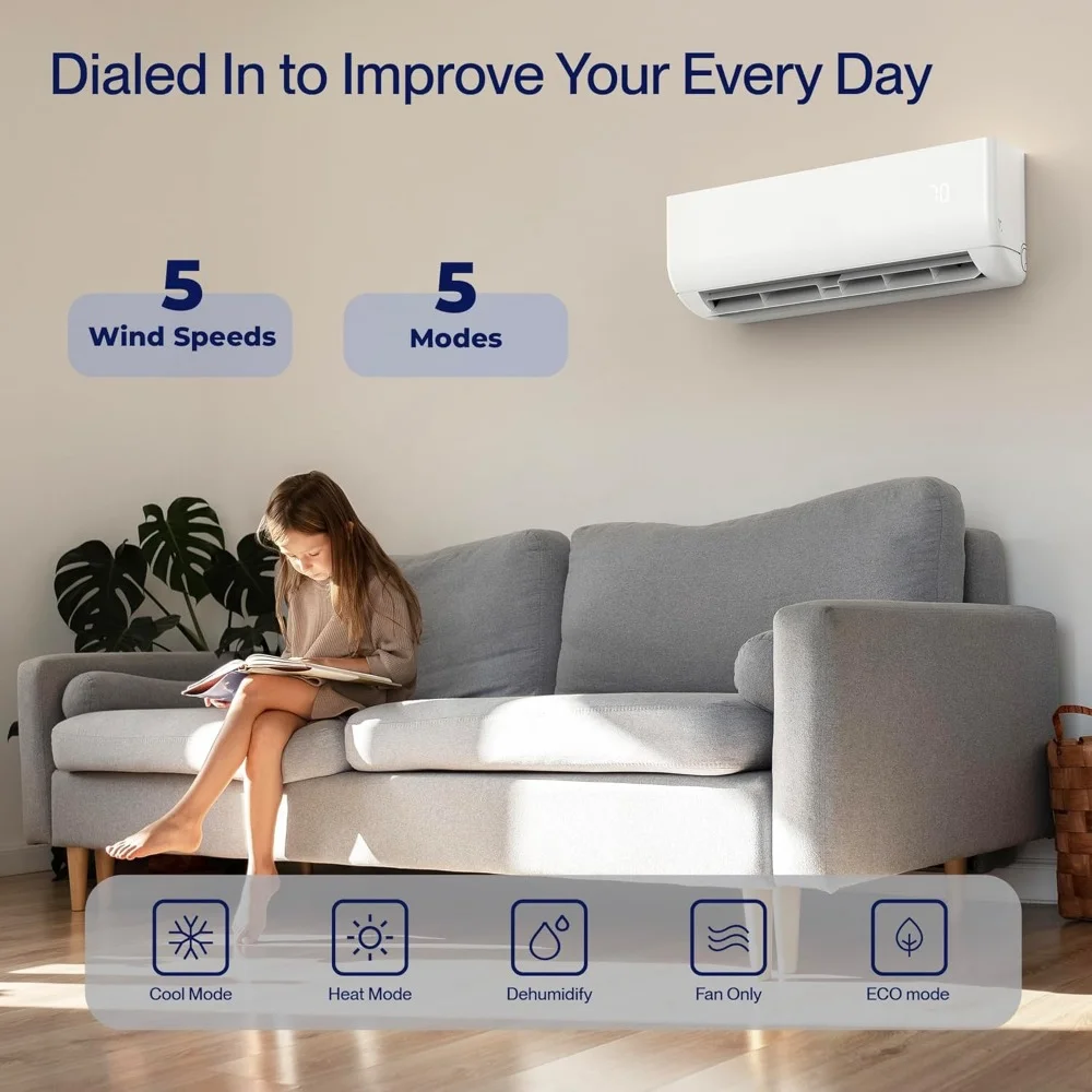 HAOYUNMA 12000 BTU Wifi Enabled Mini Split AC 17 SEER2 Cools Up To 550 Sq.Ft ,208-230V, Works with Alexa, Air Conditioner