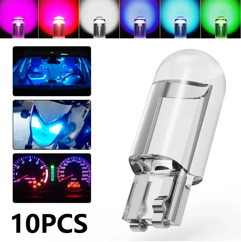 

10Pcs T10 Led Car Side Light bulbs Cob 6000K Auto Automobiles License Plate Lamp Dome Read DRL Bulb Style 12V Led Light for Car