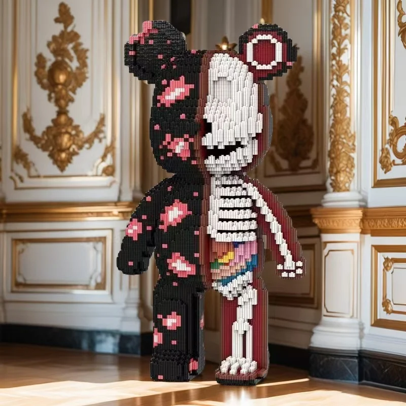 โมเดลตัวต่อบล็อกหมีหัวกะโหลกนำโชค 5713 ชิ้น ของตกแต่งสร้างสรรค์และของประดับตกแต่งห้อง เหมาะสำหรับเป็นของขวัญในวันเกิด/วันฮาโลวีน/วันวาเลนไทน์/วันคริสต์มาสอีฟ