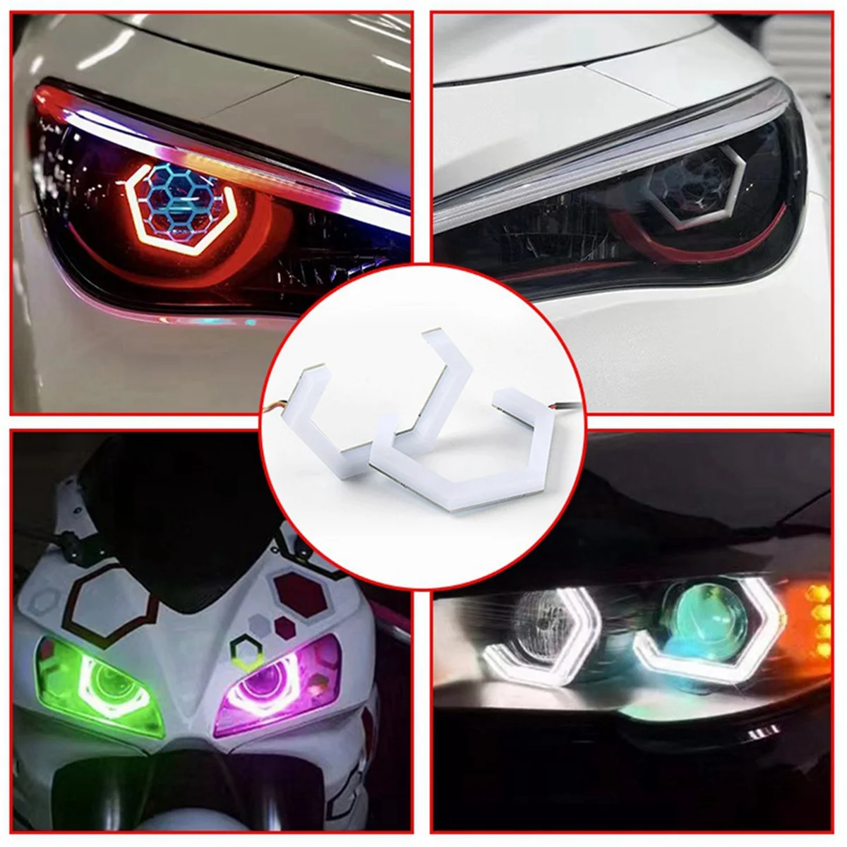 2 pçs rgb anjo olhos halo anéis sinal de volta bluetooth app controle carro utv motocicleta drl farol luz decorativa 70mm