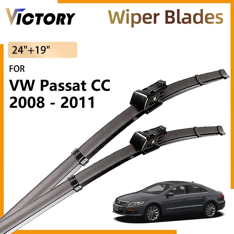 Escobillas de limpiaparabrisas delanteras de goma Natural para Volkswagen VW Passat CC 2008 2009 2010 2011 accesorios parabrisas cepillo de ventana