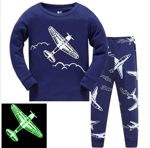 Little Hand 2-7 Years Boys Pajamas Kids Airplanes Spring Long Sleeve Pjs Toddler Glow-in-the-dark Designs Jammies Sets