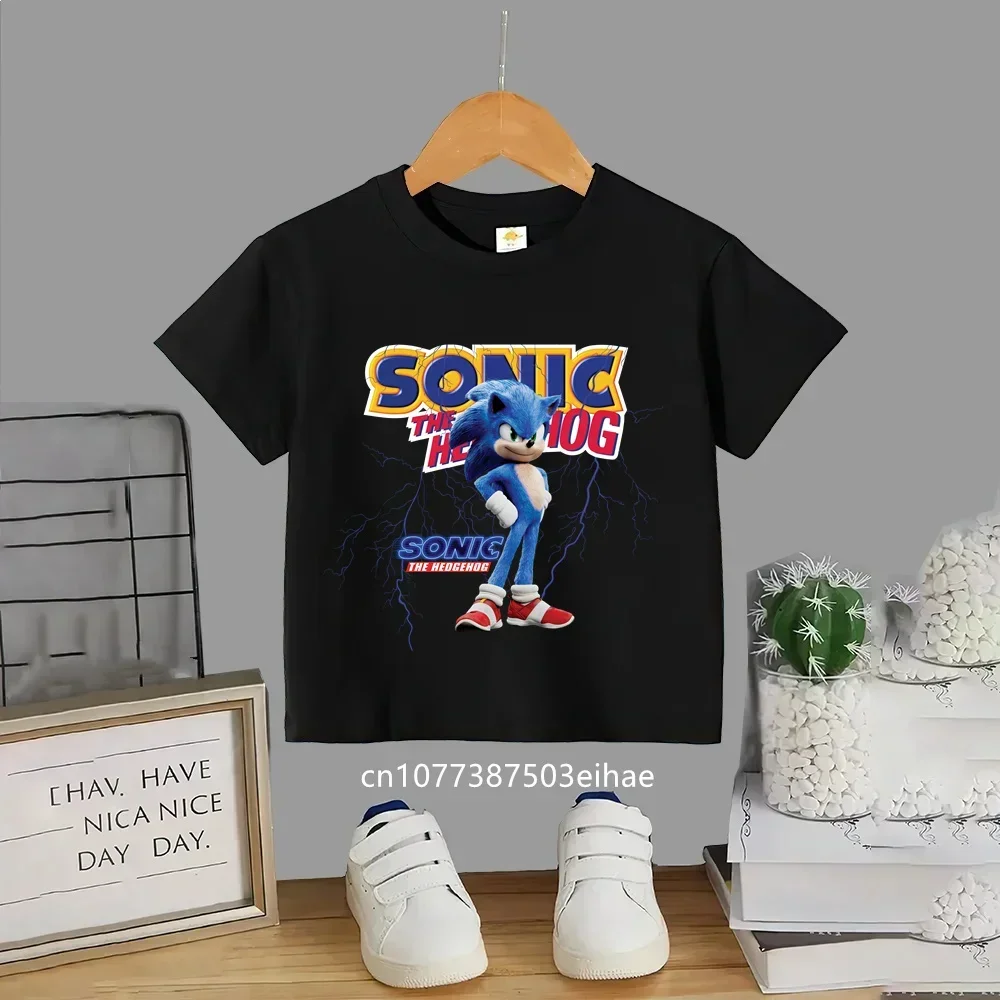Anime Sonic Cartoon Kids Short Sleeve Top Premium Comfortable Breathable Fabric Summer Round Neck Casual Fashion Daily Tee