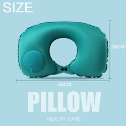 Cojín de cuello en forma de U, almohada inflable de aire automática, anillo de compresa para avión, coche, viajes al aire libre