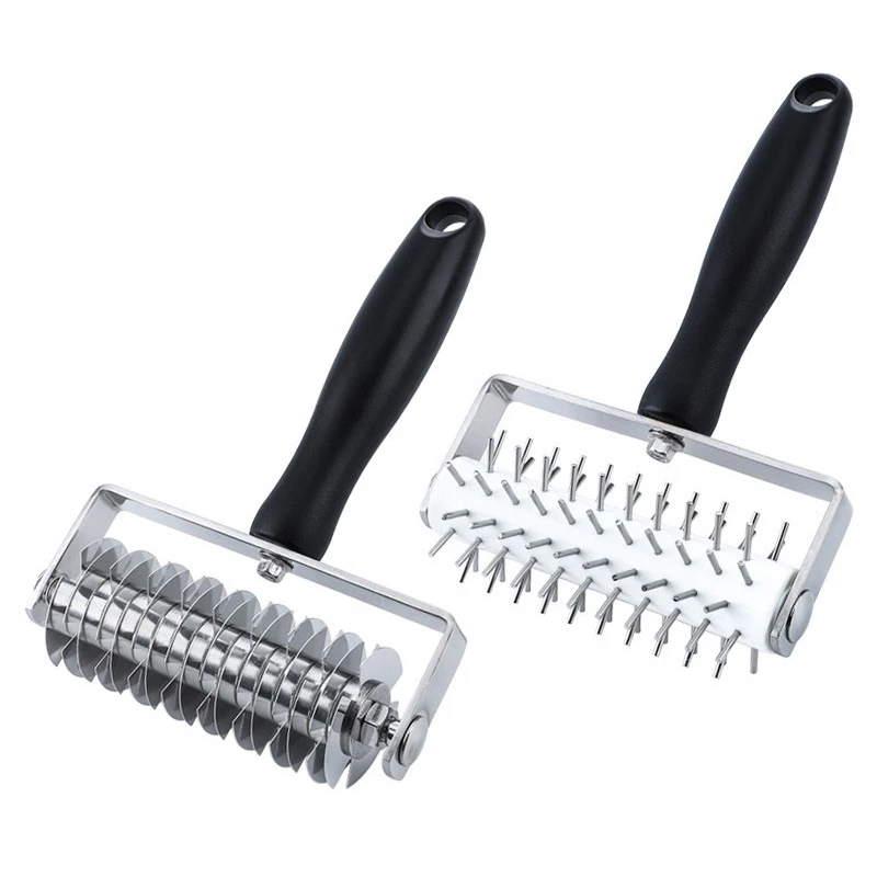 Edelstahl Teigroller Docker, Pizza Roller Pin Rad Locher für Kuchenbrot, Küchenhelfer